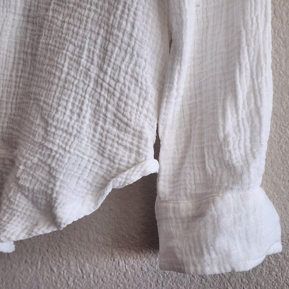 Marine Layer Shirt Womens XS White Double Gauze Cotton Button Front Top Pockets - Picture 4 of 11